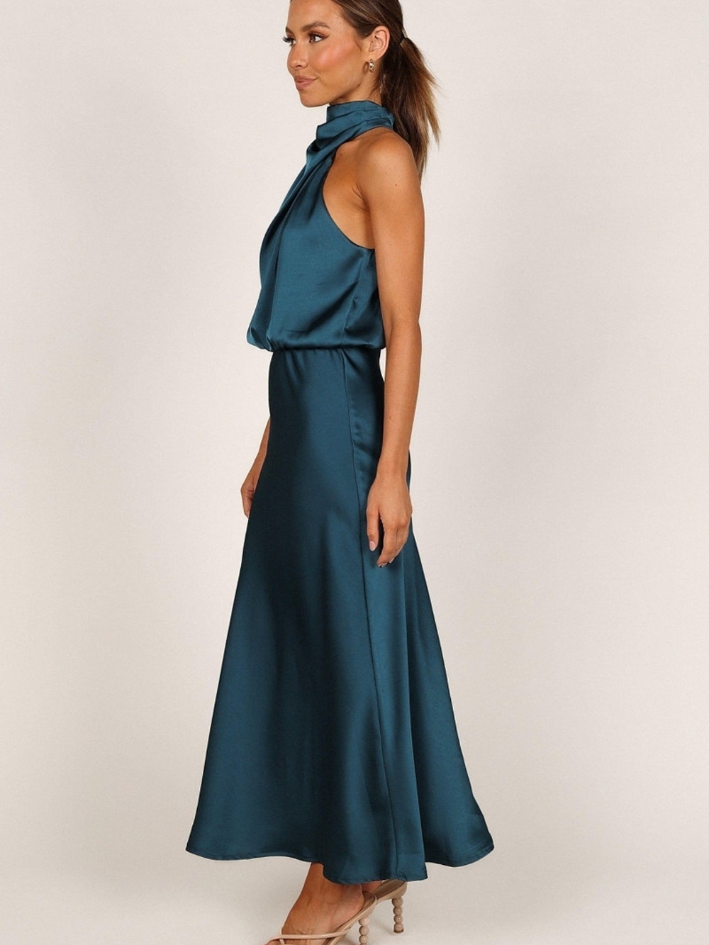 Petal and Pup Anabelle Halter Neck Teal Dress - Picture 3 of 4